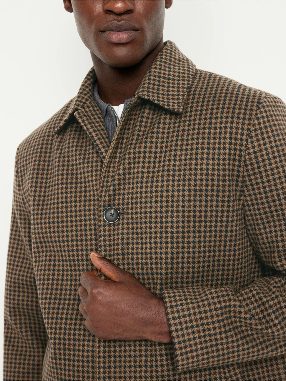 Old Navy Relaxed Houndstooth Topcoat Brown Chocolate Pot de Crème Small